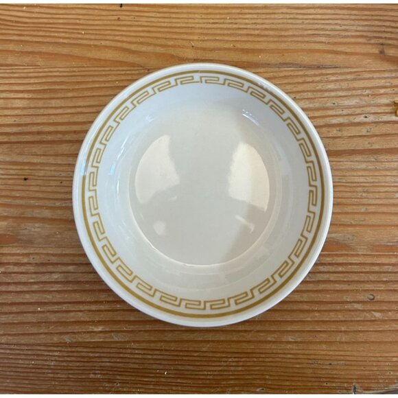 Vintage Homer Laughlin Tan Athena Empire Greek Key Sauce Berry Dessert Set of 4 - Picture 2 of 5